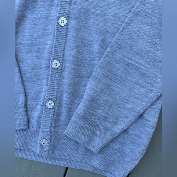 Vintage People Patch Letter Cardigan Gray Button Up Unisex Size Small - Picture 3 of 6